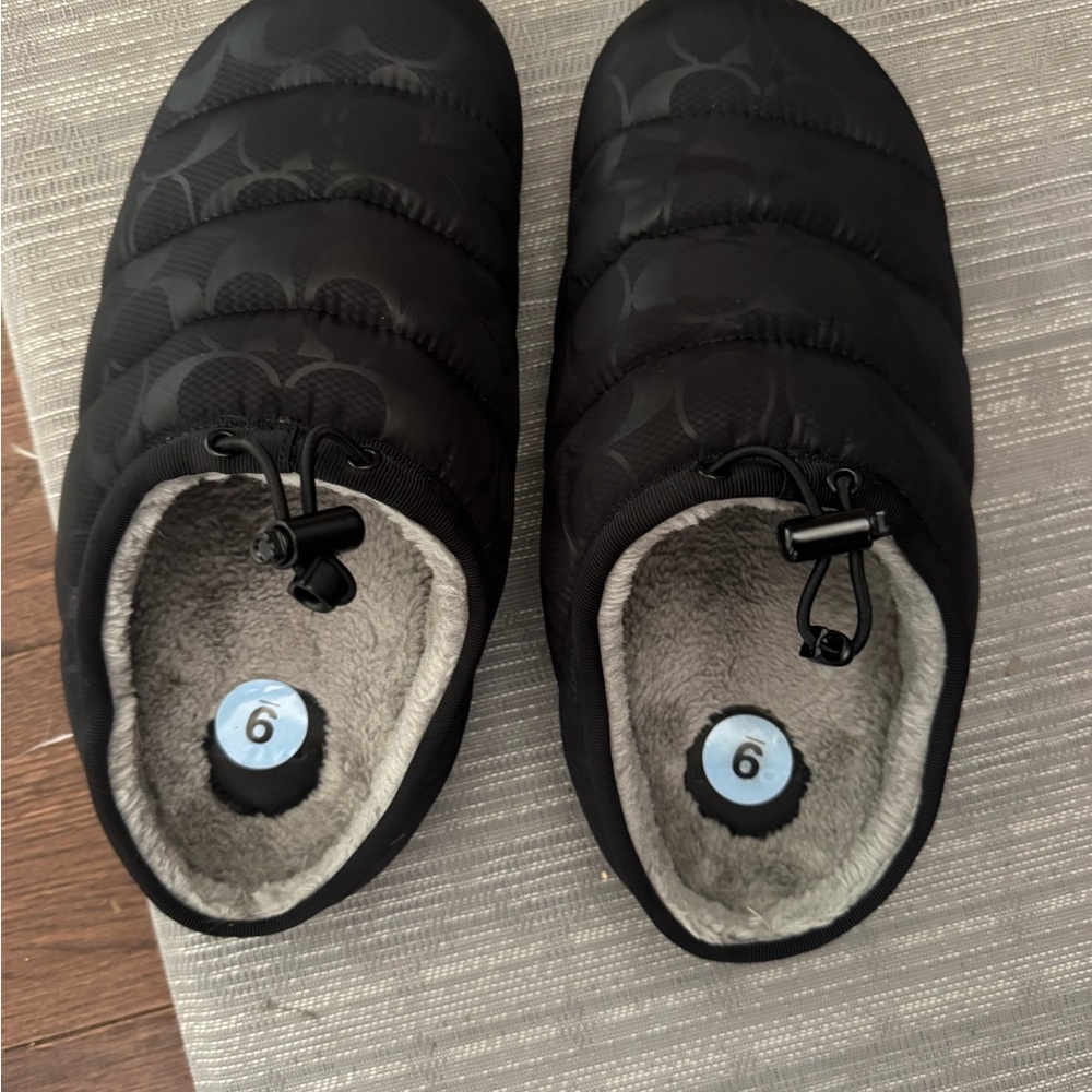 Coach Black Quilted Slippers